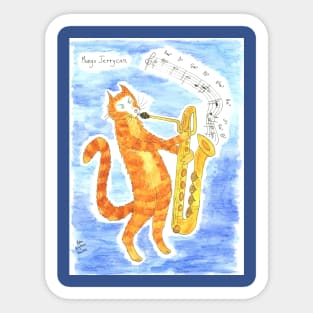 Cat Jazz saxophonist Sticker